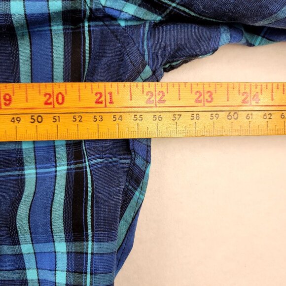 Tony Hawk Mens Blue Checkered Long Sleeve Button Up Casual Western Large - Picture 9 of 11